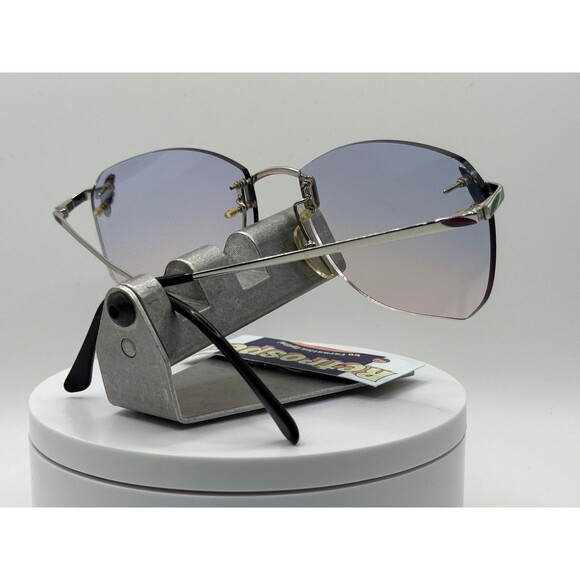 Vintage Oversize Sunglasses NOS Rimless Style Sea Flame Lens Silver Frame 80s| - Picture 7 of 9